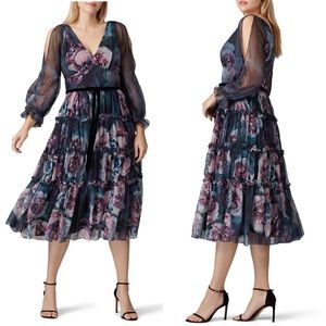 Floral Chiffon Midi Dress